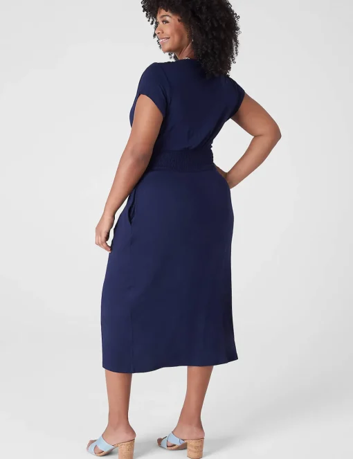 Sheath^Lane Bryant Cap-Sleeve V-Neck Midi Dress Maritime Blue