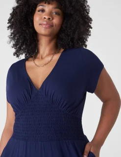 Sheath^Lane Bryant Cap-Sleeve V-Neck Midi Dress Maritime Blue