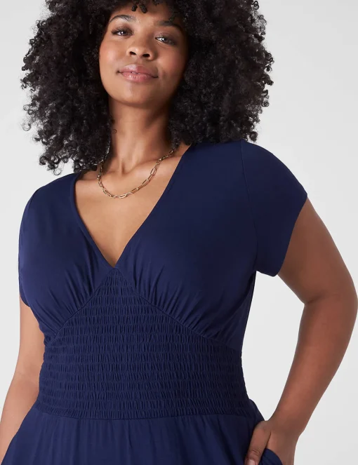 Sheath^Lane Bryant Cap-Sleeve V-Neck Midi Dress Maritime Blue