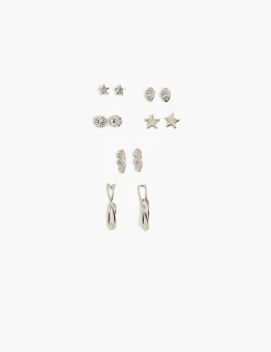 Earrings^Lane Bryant Celestial Stud Earrings 6 Pack Silver