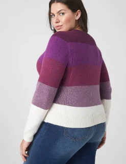 Sweaters^Lane Bryant Classic Crew-Neck Striped Pullover Sweater Berry