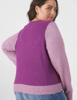 Sweaters^Lane Bryant Classic Crop Crew-Neck Colorblock Pullover Red Combo