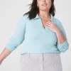 Knit Tops^Lane Bryant Classic Crop V-Neck Polo Rib Tee Aquifer