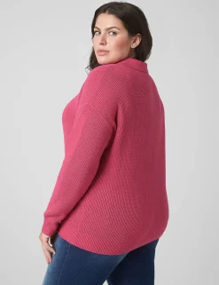 Sweaters^Lane Bryant Classic Half-Zip Ribbed Pullover Very Berry