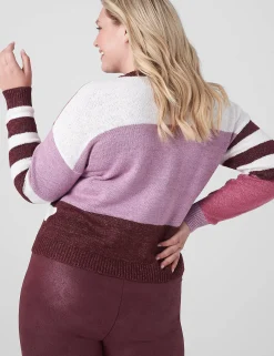 Sweaters^Lane Bryant Classic Long-Sleeve Button-Front Cardigan Maroon Colorblock