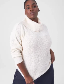 Sweaters^Lane Bryant Classic Long-Sleeve Cowl-Neck Textured Pullover Turtledove