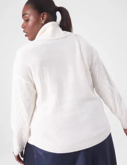 Sweaters^Lane Bryant Classic Long-Sleeve Cowl-Neck Textured Pullover Turtledove