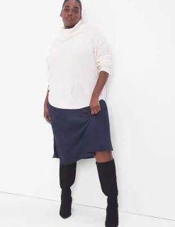 Sweaters^Lane Bryant Classic Long-Sleeve Cowl-Neck Textured Pullover Turtledove