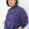 Sweaters^Lane Bryant Classic Long-Sleeve Mock-Neck Jacquard Pullover Geo Print