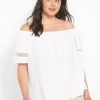 Shirts & Blouses^Lane Bryant Classic Off-The-Shoulder Top With Lace White