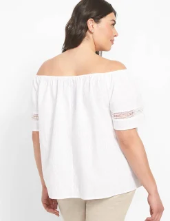 Shirts & Blouses^Lane Bryant Classic Off-The-Shoulder Top With Lace White