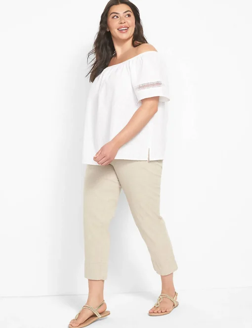 Shirts & Blouses^Lane Bryant Classic Off-The-Shoulder Top With Lace White