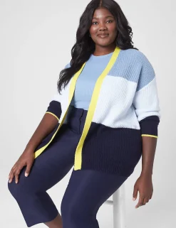 Cardigans^Lane Bryant Classic Open-Front Stripe Cardigan Multi Blue