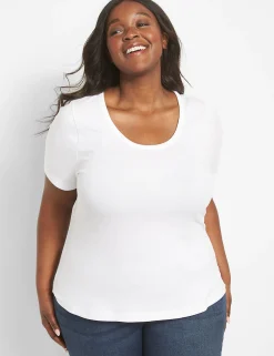 Knit Tops^Lane Bryant Classic Perfect Sleeve Scoop-Neck Tee White
