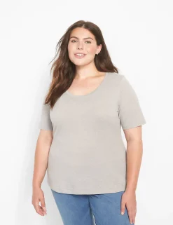 Knit Tops^Lane Bryant Classic Perfect Sleeve Scoop-Neck Tee Light Grey