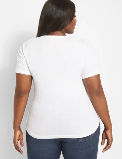 Knit Tops^Lane Bryant Classic Perfect Sleeve Scoop-Neck Tee White