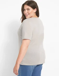 Knit Tops^Lane Bryant Classic Perfect Sleeve Scoop-Neck Tee Light Grey