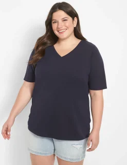 Knit Tops^Lane Bryant Classic Perfect Sleeve V-Neck Tee Night Sky