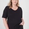 Knit Tops^Lane Bryant Classic Perfect Sleeve V-Neck Tee Black