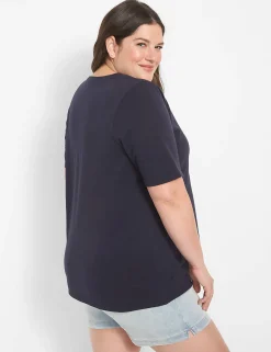 Knit Tops^Lane Bryant Classic Perfect Sleeve V-Neck Tee Night Sky