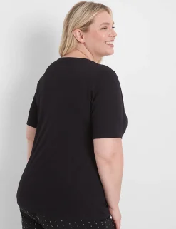 Knit Tops^Lane Bryant Classic Perfect Sleeve V-Neck Tee Black