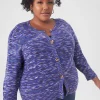 Sweaters^Lane Bryant Classic Puff-Sleeve Button-Front Spacedye Cardigan Blue Spacedye