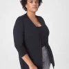 Cardigans^Lane Bryant Classic Ruched-Sleeve Open-Front Overpiece Black