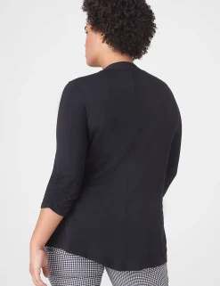 Cardigans^Lane Bryant Classic Ruched-Sleeve Open-Front Overpiece Black