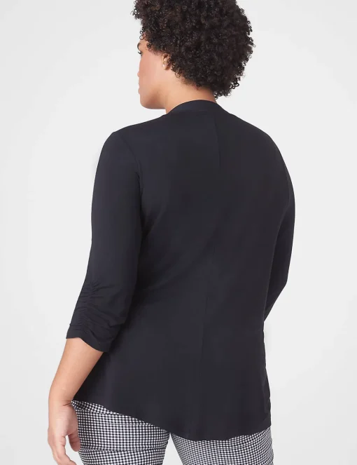 Cardigans^Lane Bryant Classic Ruched-Sleeve Open-Front Overpiece Black