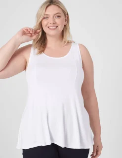 Knit Tops^Lane Bryant Classic Scoop-Neck Fit & Flare Tank White