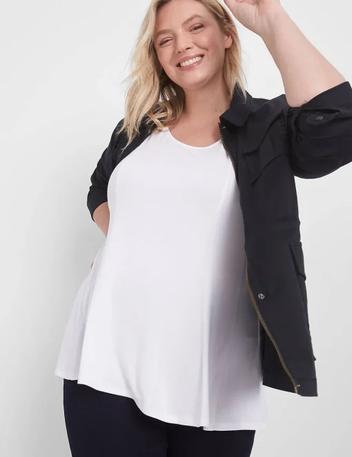 Knit Tops^Lane Bryant Classic Scoop-Neck Fit & Flare Tank White