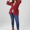 Sweaters^Lane Bryant Classic 3/4-Sleeve Belted Cardigan Rhubarb