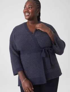 Sweaters^Lane Bryant Classic 3/4-Sleeve Belted Cardigan Night Sky