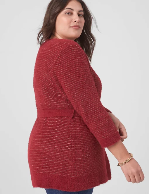 Sweaters^Lane Bryant Classic 3/4-Sleeve Belted Cardigan Rhubarb