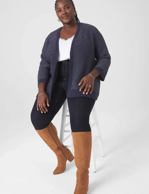 Sweaters^Lane Bryant Classic 3/4-Sleeve Belted Cardigan Night Sky
