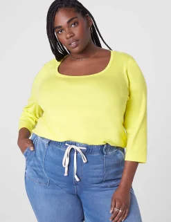 Knit Tops^Lane Bryant Classic 3/4-Sleeve Scoop-Neck Tee Meadowlark