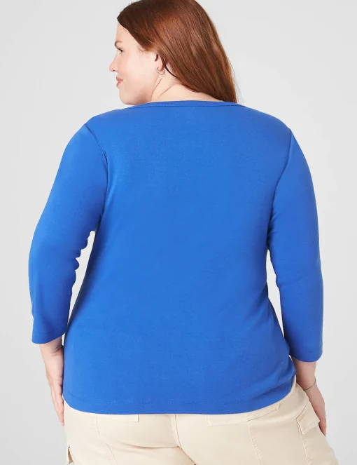 Knit Tops^Lane Bryant Classic 3/4-Sleeve Scoop-Neck Tee Beaucoup Blue