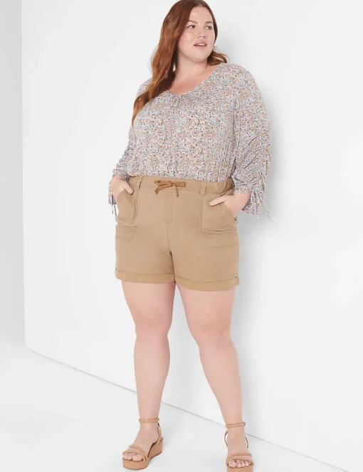 Shirts & Blouses^Lane Bryant Classic Squared V-Neck Shirred-Sleeve Top Ditsy Vine