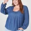 Shirts & Blouses^Lane Bryant Classic Square-Neck Top Chambray
