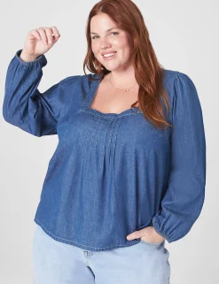 Shirts & Blouses^Lane Bryant Classic Square-Neck Top Chambray