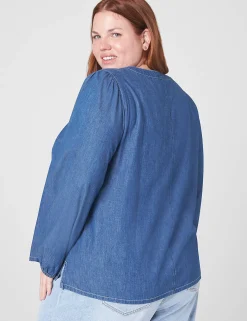 Shirts & Blouses^Lane Bryant Classic Square-Neck Top Chambray
