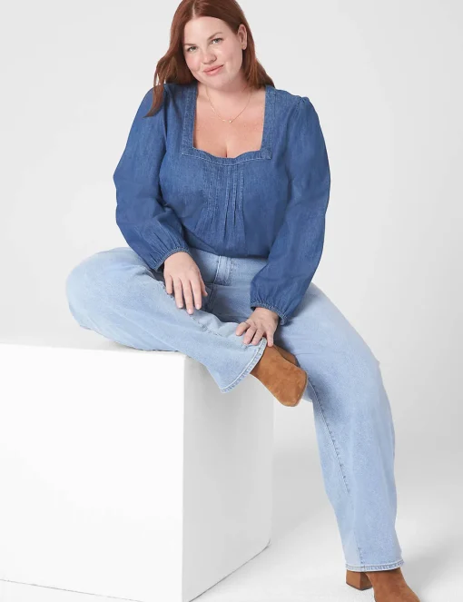 Shirts & Blouses^Lane Bryant Classic Square-Neck Top Chambray