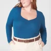 Knit Tops^Lane Bryant Classic Sweetheart-Neck Ribbed Tee Legion Blue