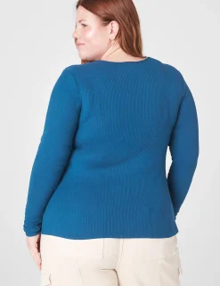 Knit Tops^Lane Bryant Classic Sweetheart-Neck Ribbed Tee Legion Blue