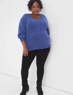 Sweaters^Lane Bryant Classic Tunic Pullover Cable Knit Sweater Dazzling Blue