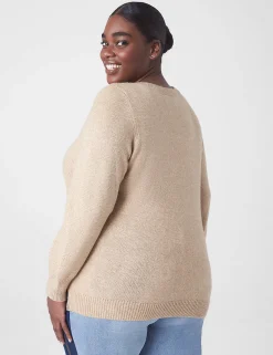 Sweaters^Lane Bryant Classic Tunic Pullover Cable Knit Sweater Tan