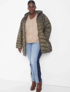 Sweaters^Lane Bryant Classic Tunic Pullover Cable Knit Sweater Tan