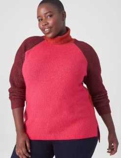 Sweaters^Lane Bryant Classic Turtleneck Colorblock Sweater Very Berry