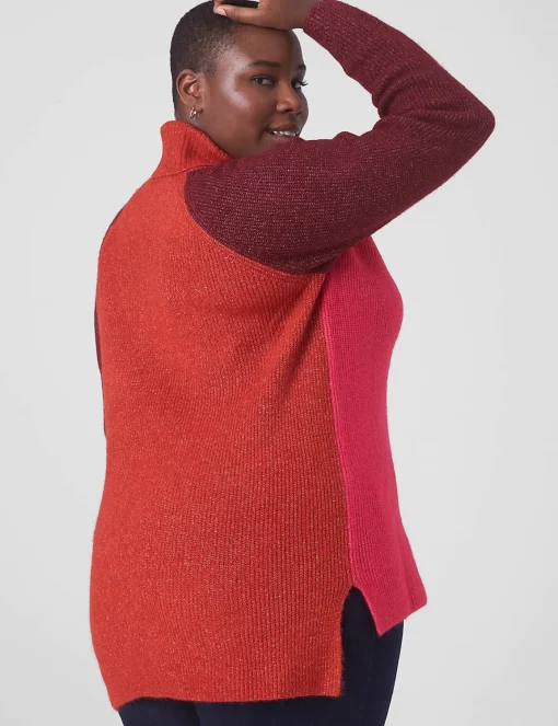 Sweaters^Lane Bryant Classic Turtleneck Colorblock Sweater Very Berry