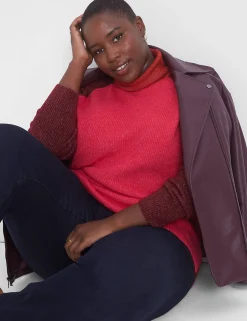 Sweaters^Lane Bryant Classic Turtleneck Colorblock Sweater Very Berry